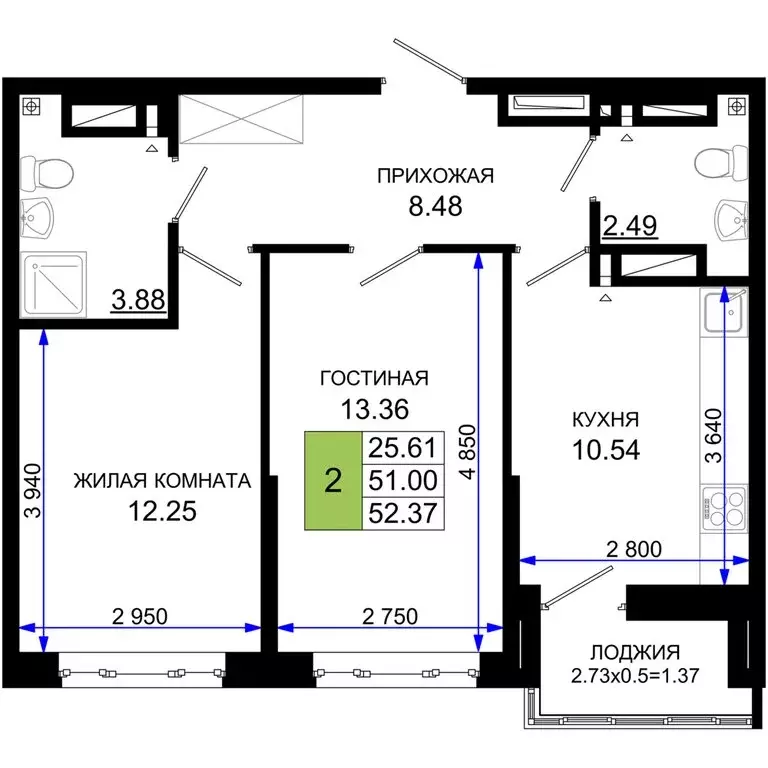 2-комнатная квартира: Ростов-на-Дону, квартал Нефтекачка, жилой ... - Фото 0