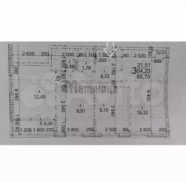 3-к. квартира, 65,7 м, 2/10 эт. - Фото 0