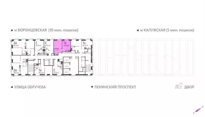 1-к. квартира, 39,6 м, 48/58 эт. - Фото 1