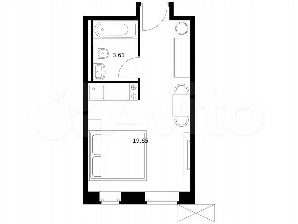Апартаменты-студия, 23,3 м, 5/15 эт. - Фото 0