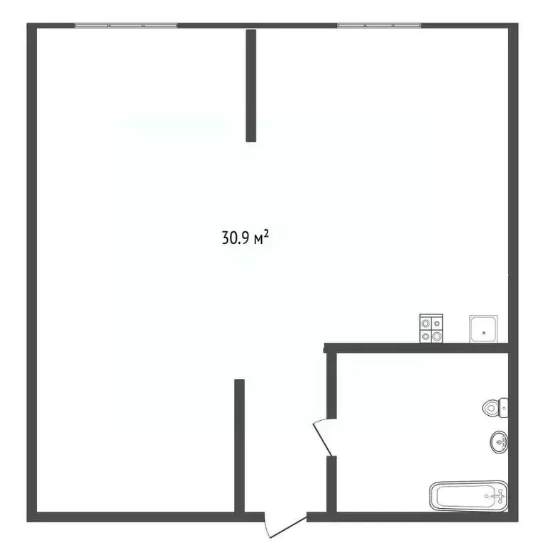 Студия Ханты-Мансийский АО, Сургут Игоря Киртбая ул., 24/1 (30.9 м) - Фото 2