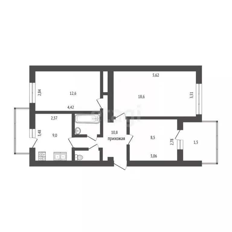 3-к кв. Крым, Саки ул. Курортная (65.4 м) - Фото 2