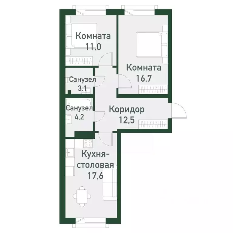 2-к кв. Челябинская область, Челябинский городской округ, пос. ... - Фото 0