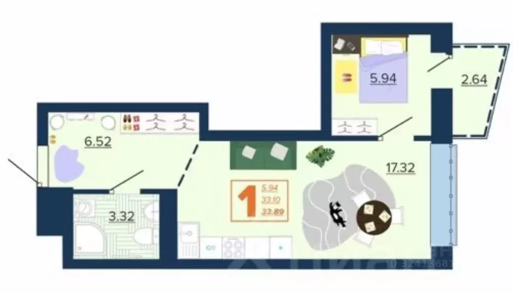 1-к кв. Брянская область, Брянск Московский мкр, Микрорайон Акватория ... - Фото 1