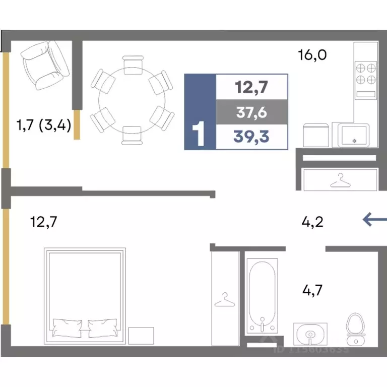1-к кв. Крым, Симферопольский район, Мирновское с/пос, с. Белоглинка ... - Фото 1