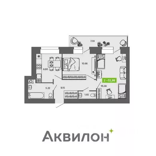 2-к кв. Архангельская область, Северодвинск Аквилон Листва жилой ... - Фото 0