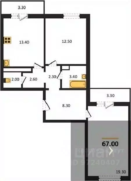 2-к кв. Воронежская область, Воронеж ул. Шидловского, 22 (67.0 м) - Фото 0