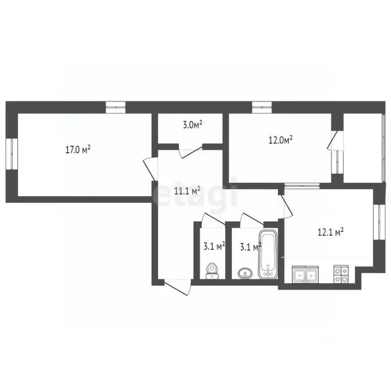 2-к кв. Краснодарский край, Новороссийск просп. Ленина, 103 (59.6 м) - Фото 1