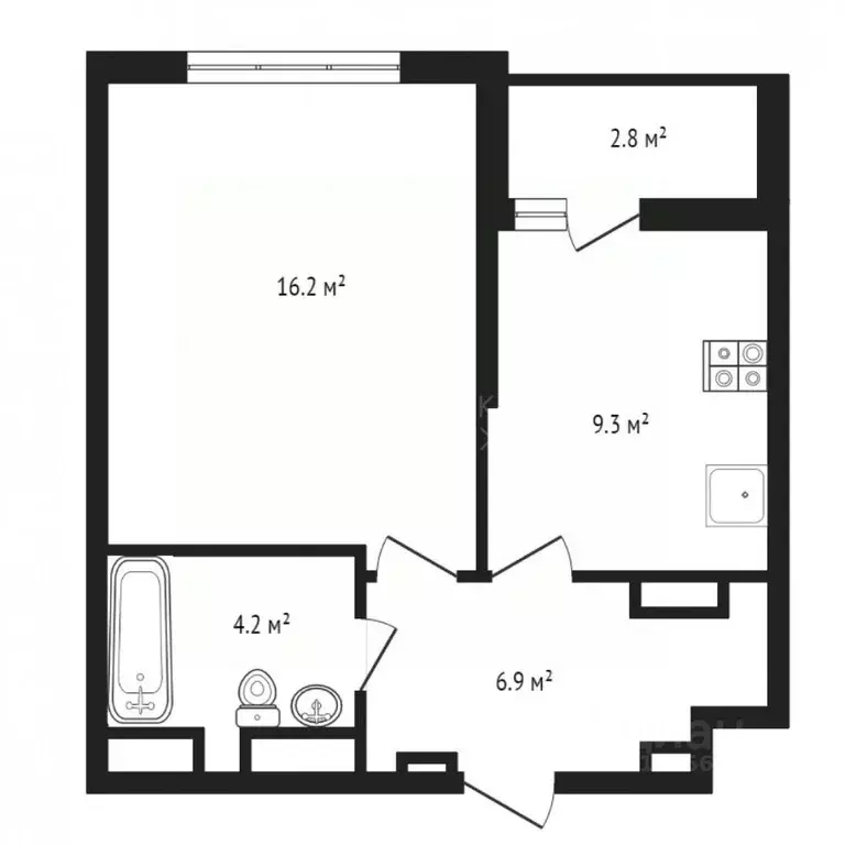 1-к кв. Тюменская область, Тюмень проезд Тихий, 2 (36.4 м) - Фото 2