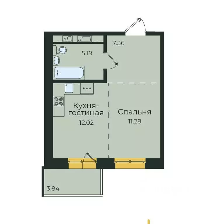 1-к кв. Иркутская область, Иркутск ул. Пискунова, 132 (39.69 м) - Фото 0