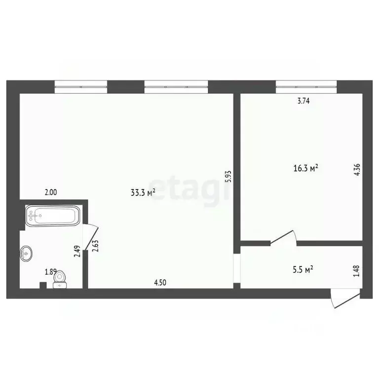 1-к кв. Тюменская область, Тюменский муниципальный округ, с. Каскара ... - Фото 1