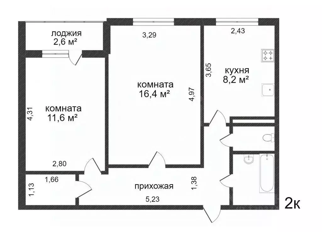 2-к кв. Тюменская область, Тюмень Широтная ул., 65 (51.0 м) - Фото 1