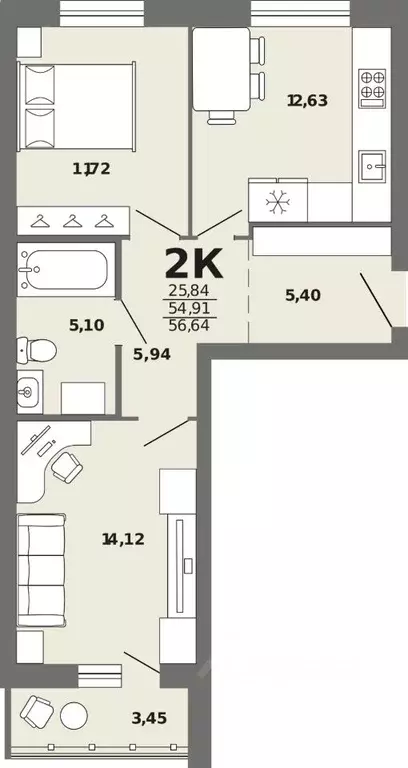 2-к кв. Алтай, Майминский район, с. Майма  (56.64 м) - Фото 1