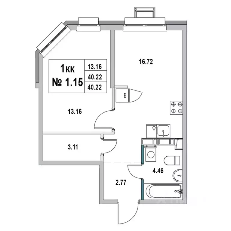 1-к кв. Ленинградская область, Выборг ул. 2-я Южная, 4 (40.22 м) - Фото 1
