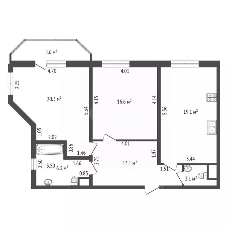 2-к кв. Санкт-Петербург ул. Оптиков, 38к1 (77.5 м) - Фото 1