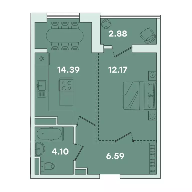 1-комнатная квартира: Иркутск, улица Петрова, 18 (40.13 м) - Фото 0