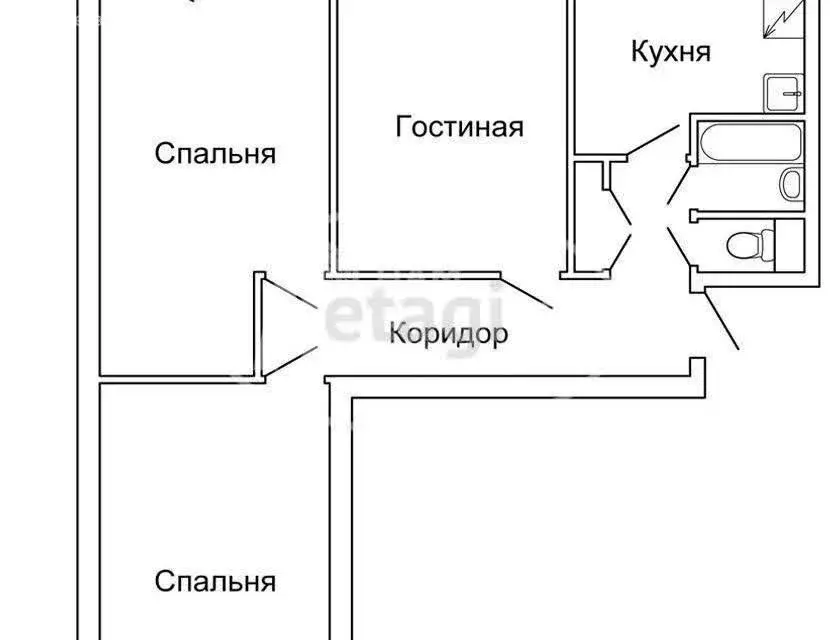 3-комнатная квартира: Ишимбай, улица Гагарина, 86 (55.3 м) - Фото 1