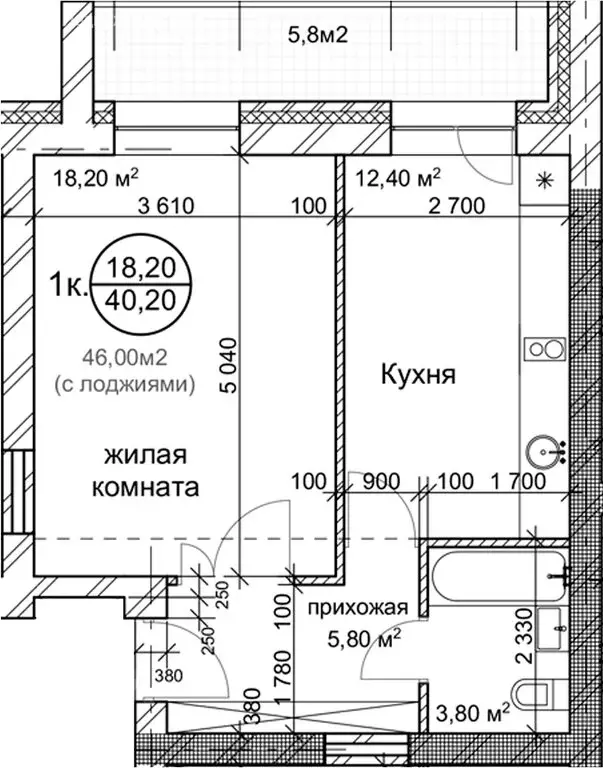 1-комнатная квартира: Новосибирск, Золотистый переулок, 2 (40.2 м) - Фото 0