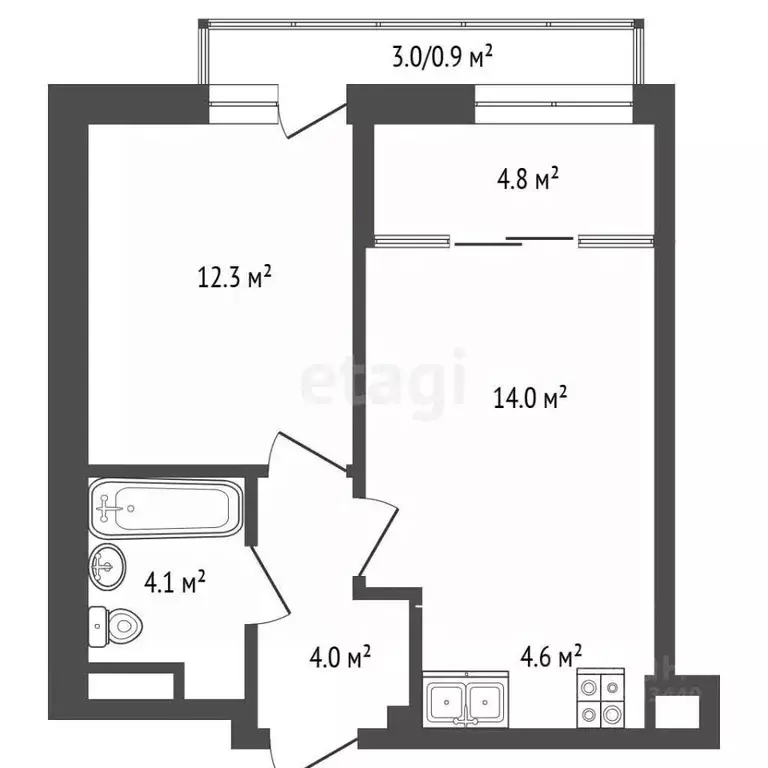 1-к кв. Тюменская область, Тюмень ул. Ильи Кургузова, 3 (44.2 м) - Фото 2