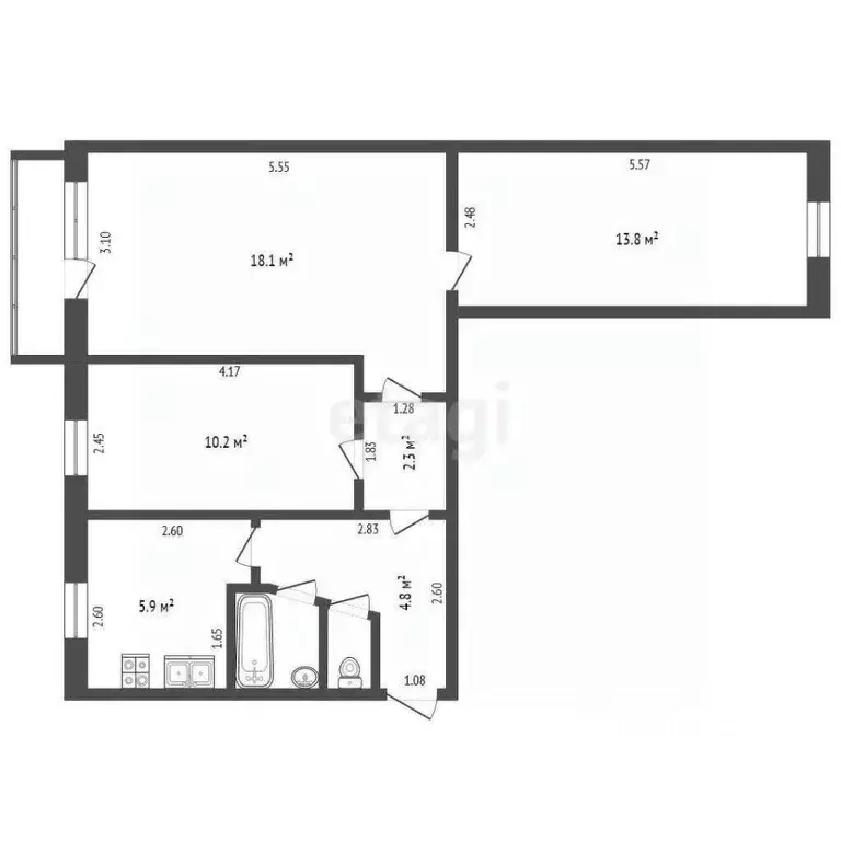 3-к кв. Саратовская область, Балашов Саратовское ш., 7 (58.1 м) - Фото 2