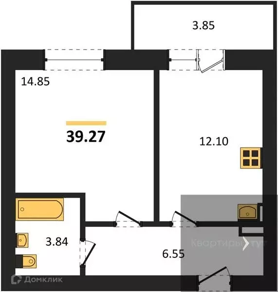 Продаётся 1-к квартира, 39.27 м - Фото 0