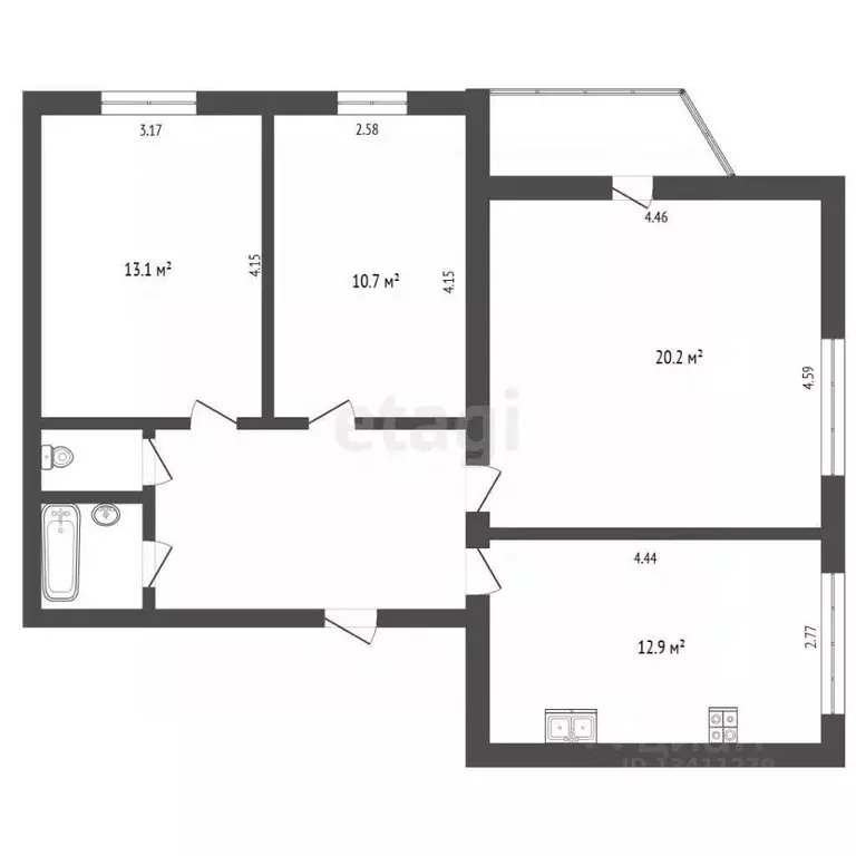 3-к кв. Белгородская область, Белгород бул. Юности, 1 (74.0 м) - Фото 1