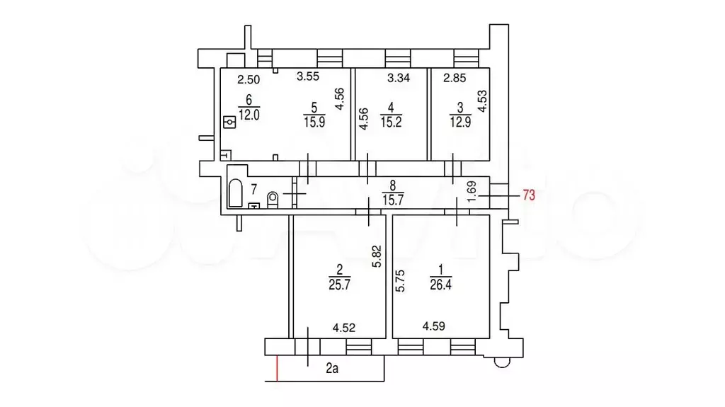 4-к. квартира, 129,6 м, 4/6 эт. - Фото 0