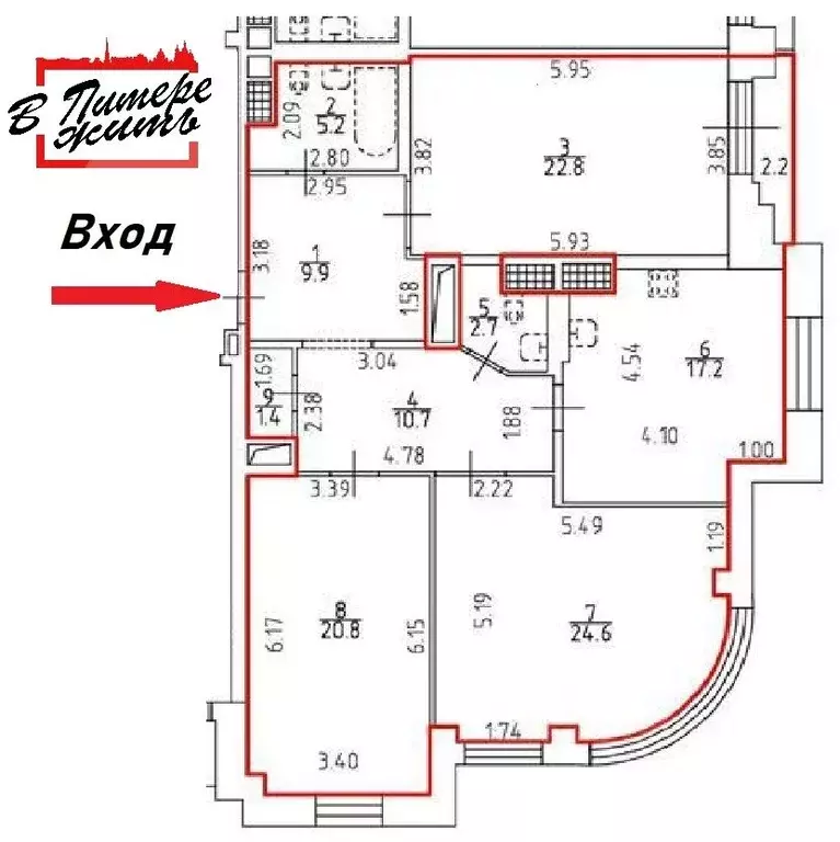 3-к кв. Санкт-Петербург Московский просп., 183-185Ак3 (116.0 м) - Фото 2