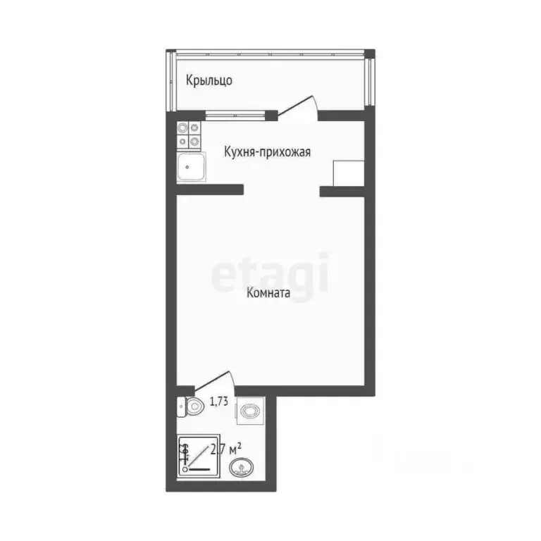 1-к кв. Севастополь с. Орловка, ш. Качинское, 33Б (27.2 м) - Фото 1