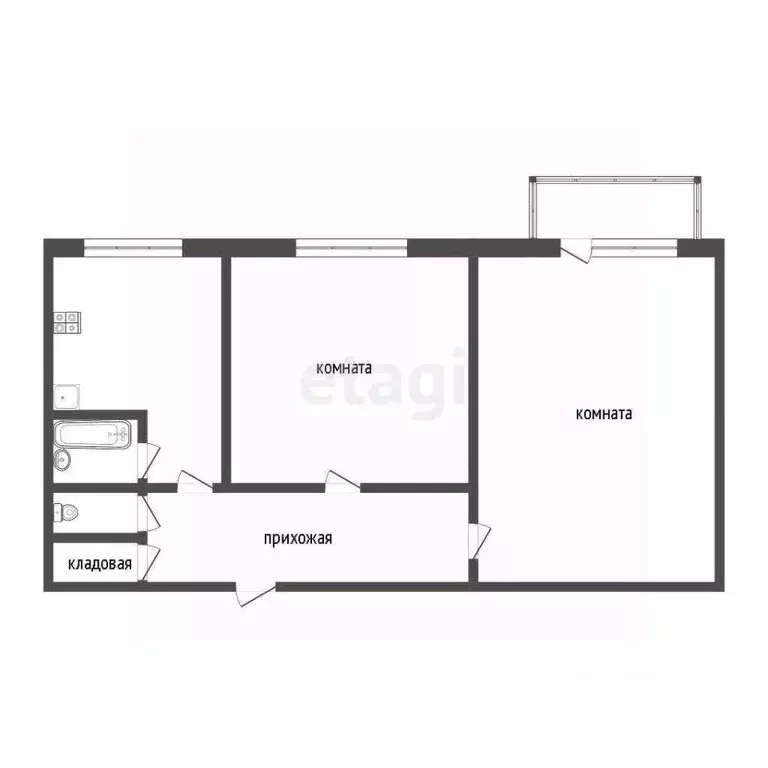 2-к кв. Крым, Симферополь ул. Бела Куна (49.0 м) - Фото 2