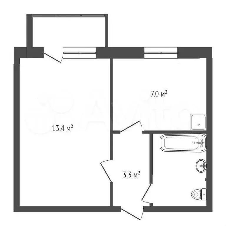 1-к. квартира, 33 м, 4/9 эт. - Фото 0