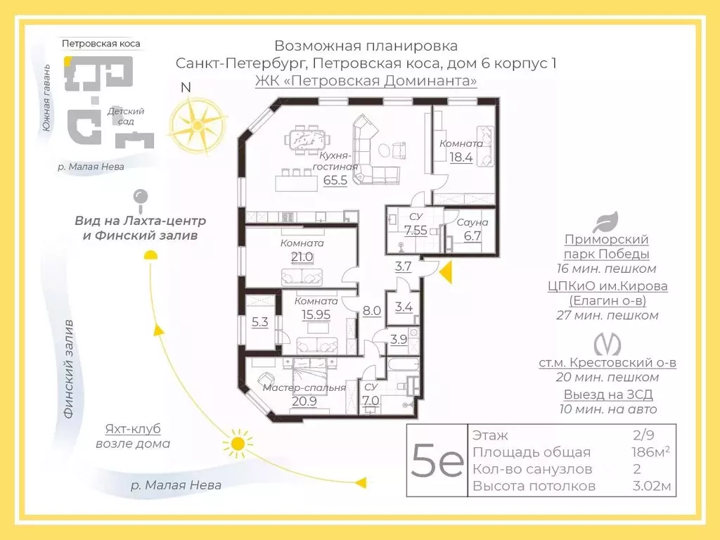 4-к кв. Санкт-Петербург проезд Петровская коса, 6к1 (186.0 м) - Фото 2