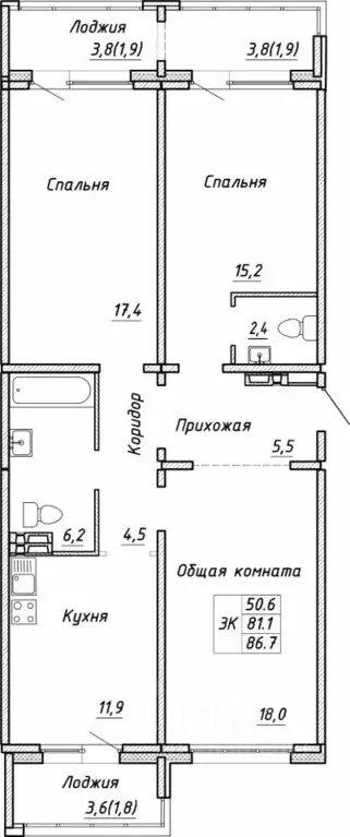 3-к кв. Новосибирская область, Новосибирск ул. Связистов, 13/1 (86.7 ... - Фото 0