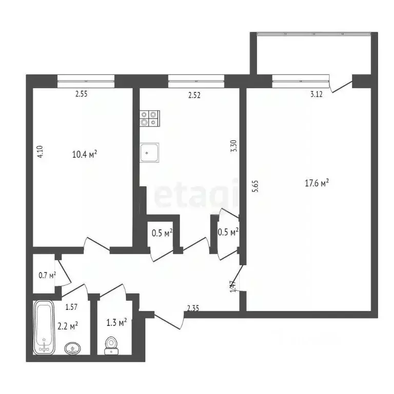2-к кв. Саха (Якутия), Якутск ул. Якова Потапова, 6 (46.6 м) - Фото 2