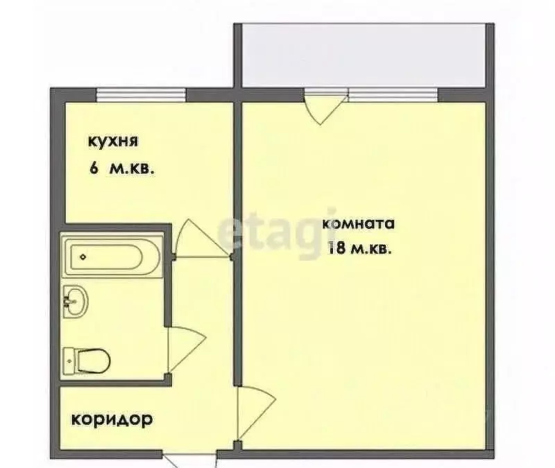 1-к кв. Сахалинская область, Южно-Сахалинск ул. Чехова, 103 (33.0 м) - Фото 1