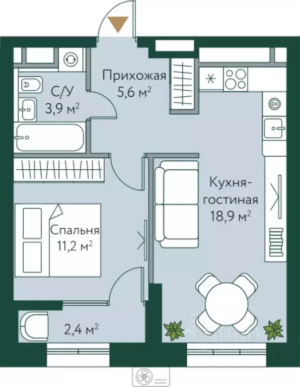 1-к кв. Волгоградская область, Волгоград Новосибирская ул., 74 (42.0 ... - Фото 1