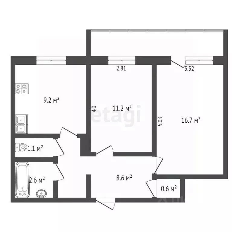 2-к кв. Татарстан, Альметьевск ул. Гафиатуллина, 29Б (50.0 м) - Фото 2