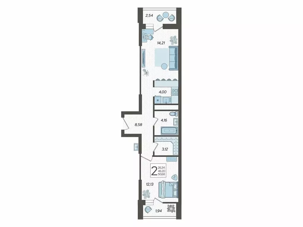 2-комнатная квартира: Сочи, микрорайон Бытха, Ясногорская улица, ... - Фото 0