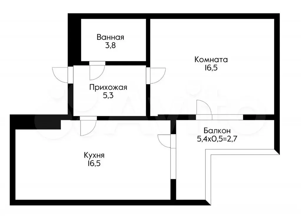 1-к. квартира, 44,8 м, 9/15 эт. - Фото 1