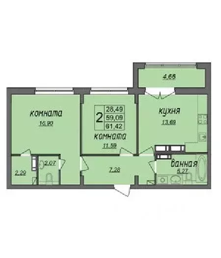 2-к кв. Владимирская область, Муром Колхозная ул., 24 (61.42 м) - Фото 0