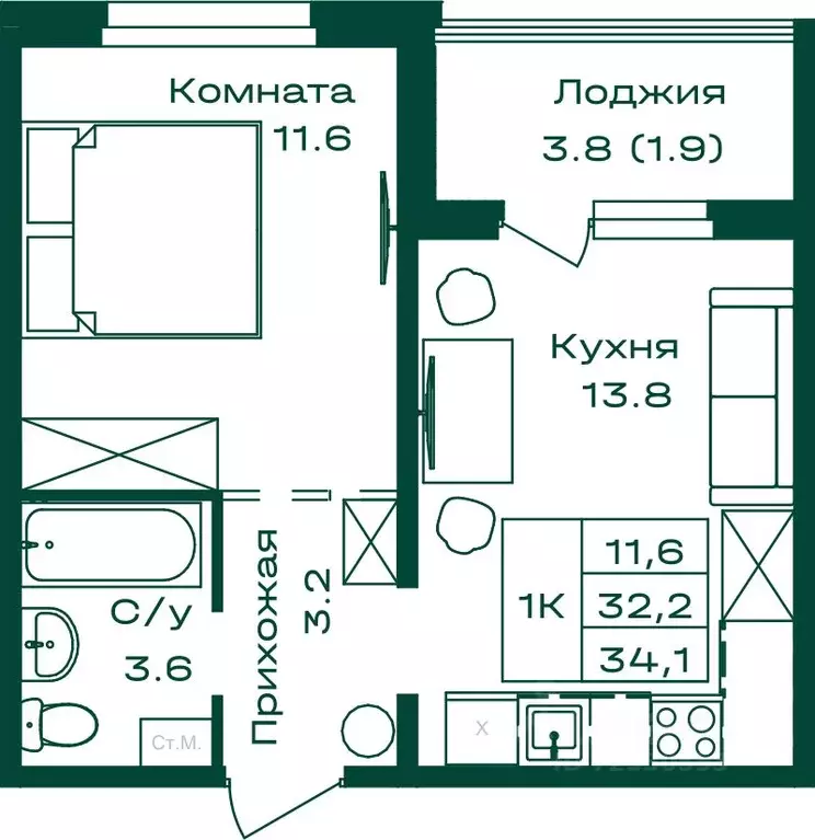 1-к кв. Алтай, Майминский район, с. Майма Алтайская ул., 2АК1 (34.1 м) - Фото 0