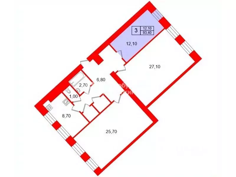 Комната Санкт-Петербург Дегтярный пер., 1/8а (12.1 м) - Фото 2