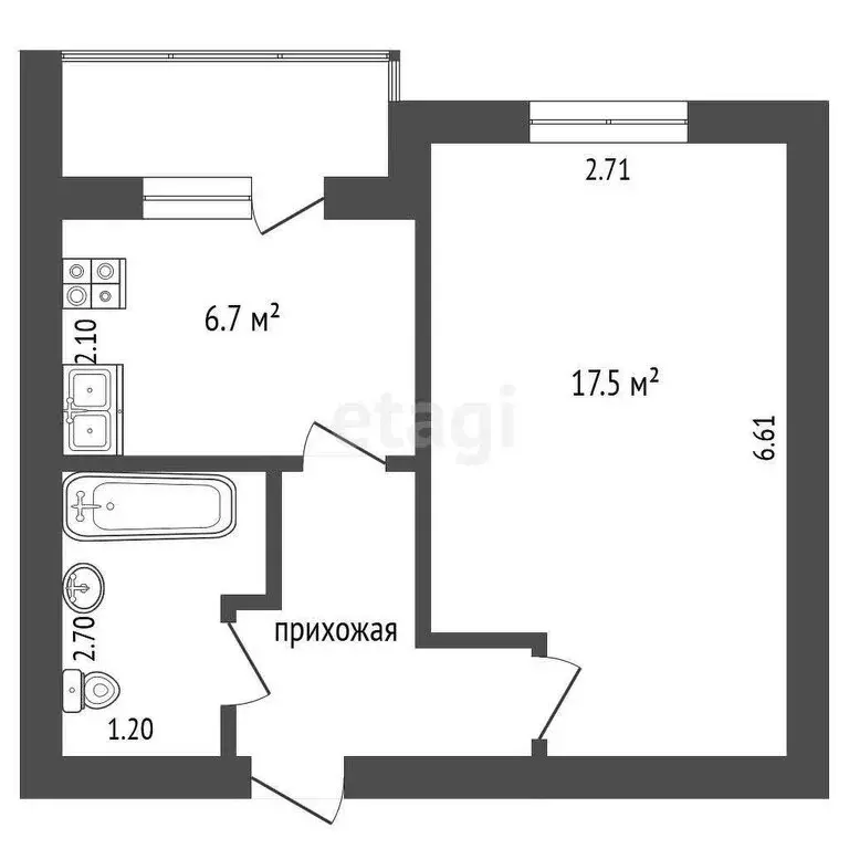 1-комнатная квартира: Малоярославец, улица Подольских Курсантов, 8 ... - Фото 1