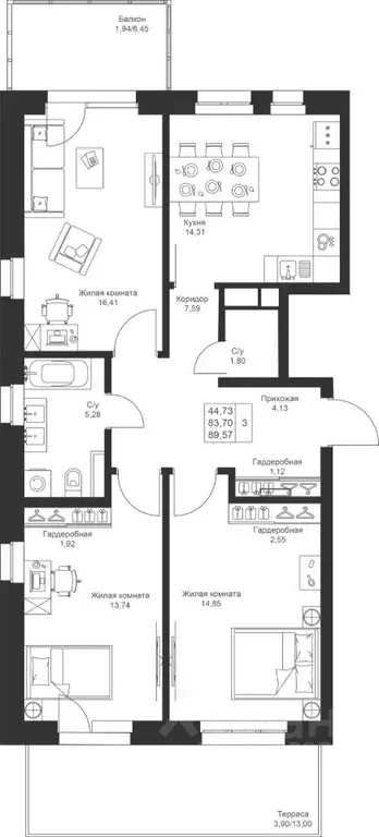 3-к кв. Татарстан, Лаишевский район, Столбищенское с/пос, с. Усады ул. ... - Фото 1