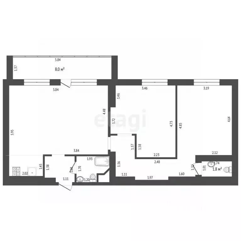 2-к кв. Тюменская область, Тюмень ул. Раушана Абдуллина, 1 (83.8 м) - Фото 1