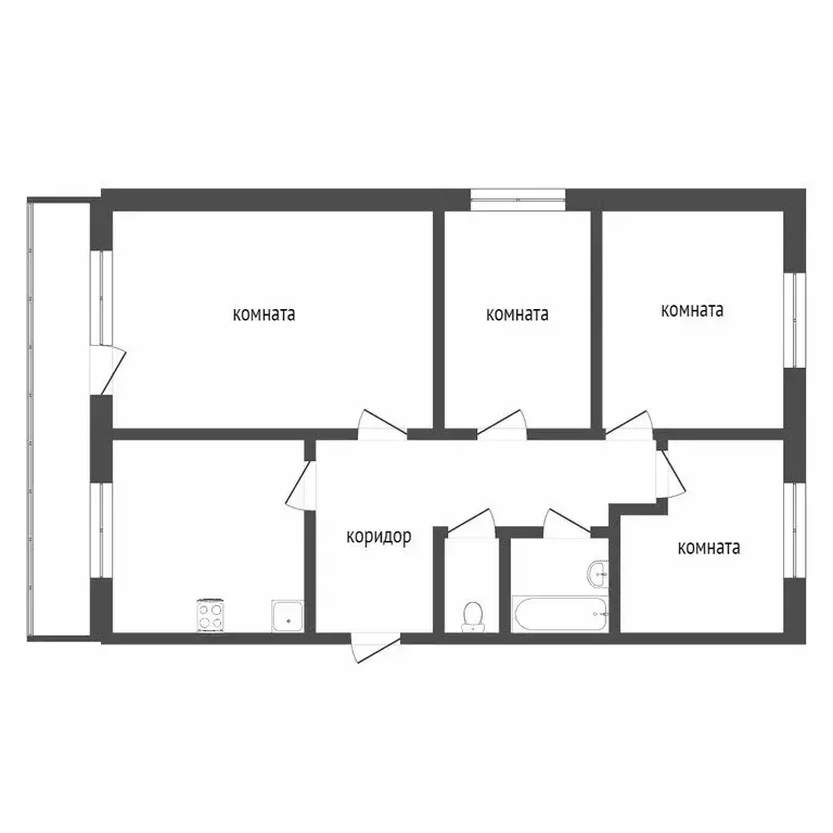 4-комнатная квартира: Петрозаводск, Питкярантская улица, 24 (70.8 м) - Фото 1