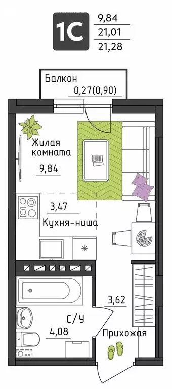 Квартира-студия: Пермь, Верхне-Вишерская улица, 40 (21.28 м) - Фото 0