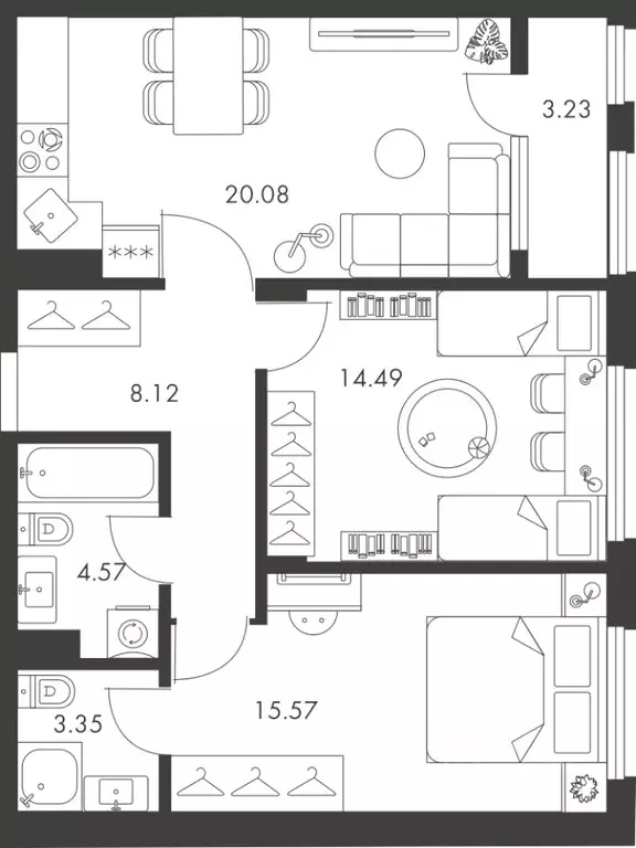 2-к кв. Тульская область, Тула ул. Карпова, 103А (69.41 м) - Фото 0