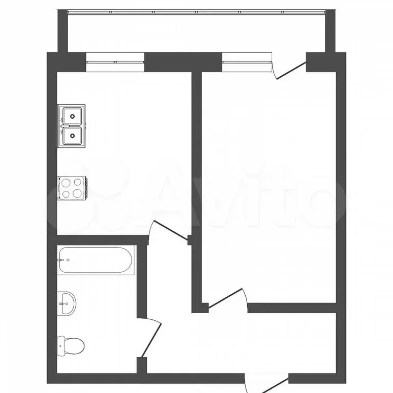 1-к. квартира, 39,4 м, 8/9 эт. - Фото 0
