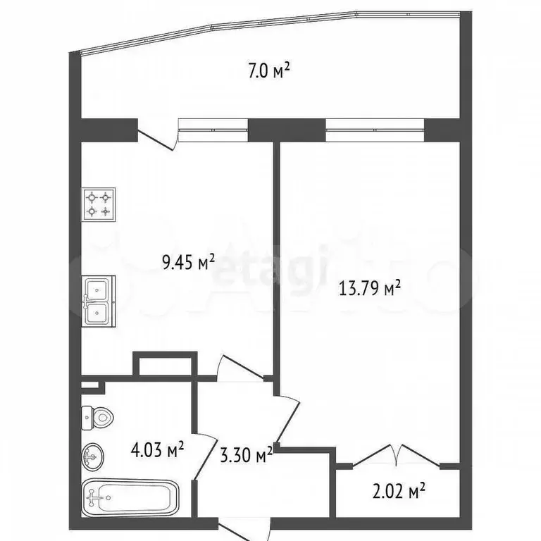 1-к. квартира, 32,1 м, 6/15 эт. - Фото 0